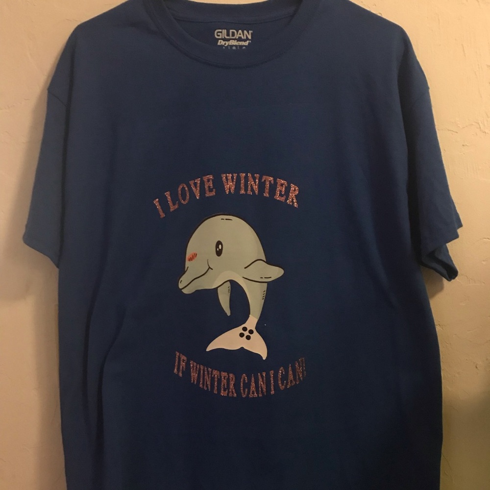 Large t-Shirt blue custom made by me.